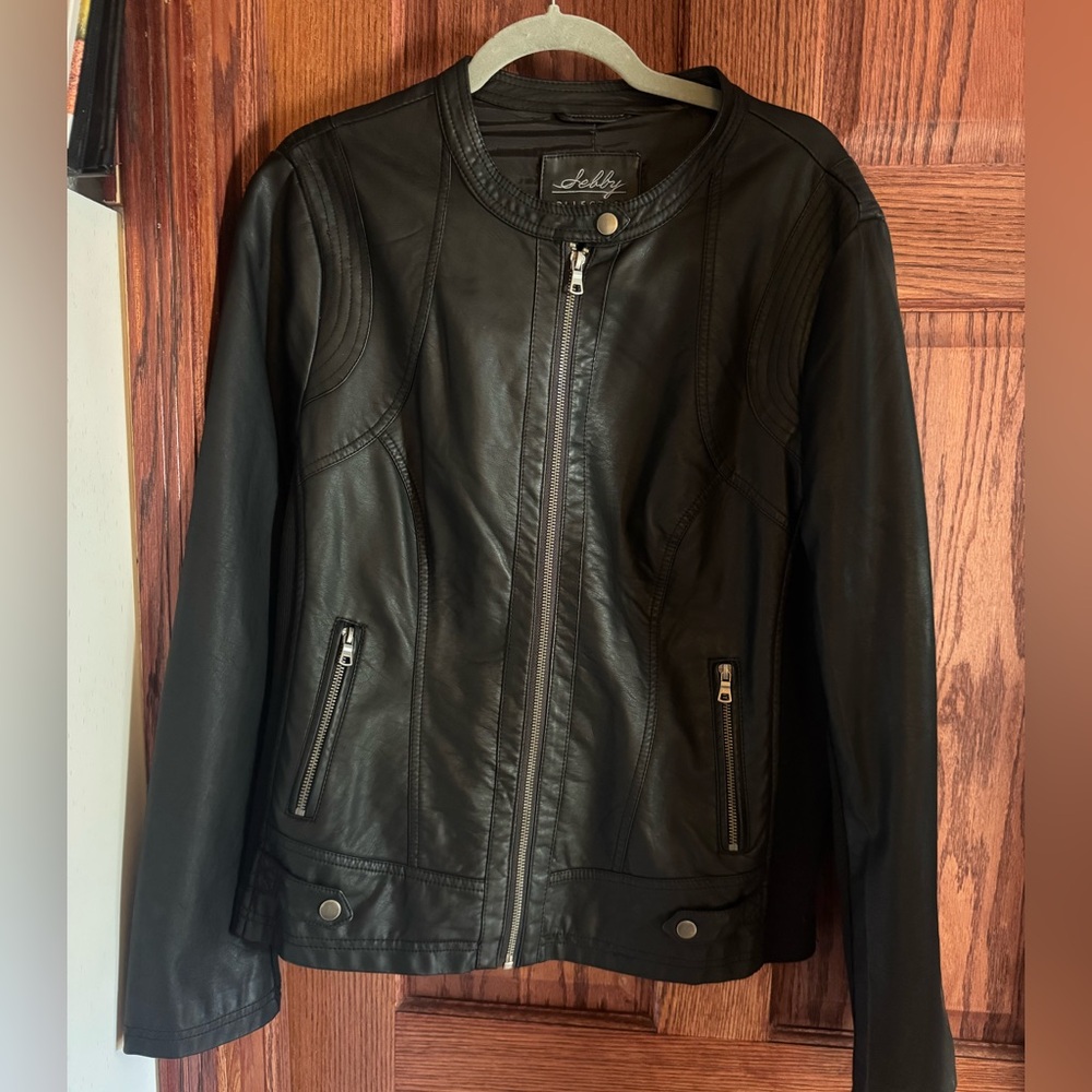 SEBBY Faux Leather Black Bomber/Motorcycle Women’s Jacket